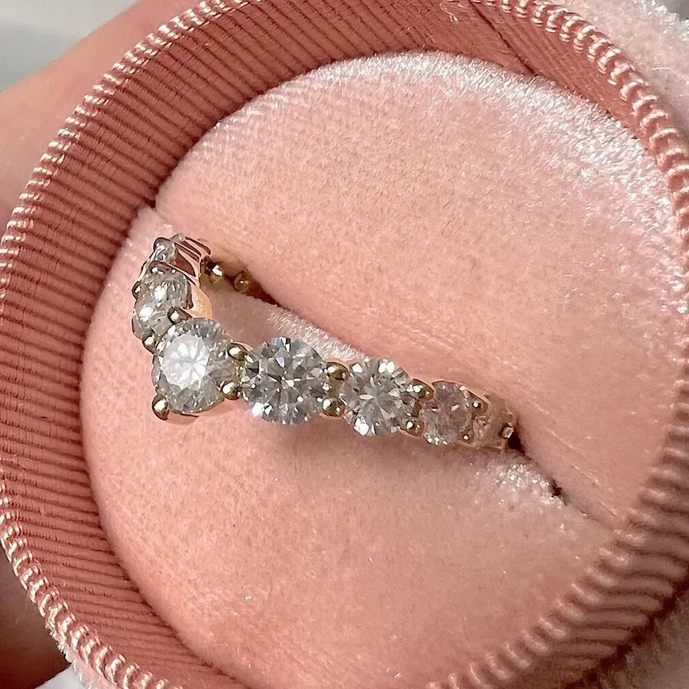 Chevron V shape sparkling 2ct tw stone wedding band!